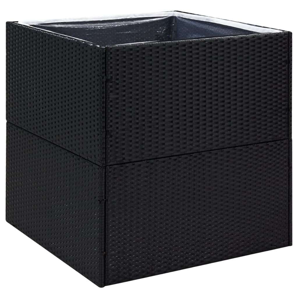 Plantenbak 80x80x80 cm poly rattan zwart is nu te koop bij PeponiXL, paradijselijk wonen!