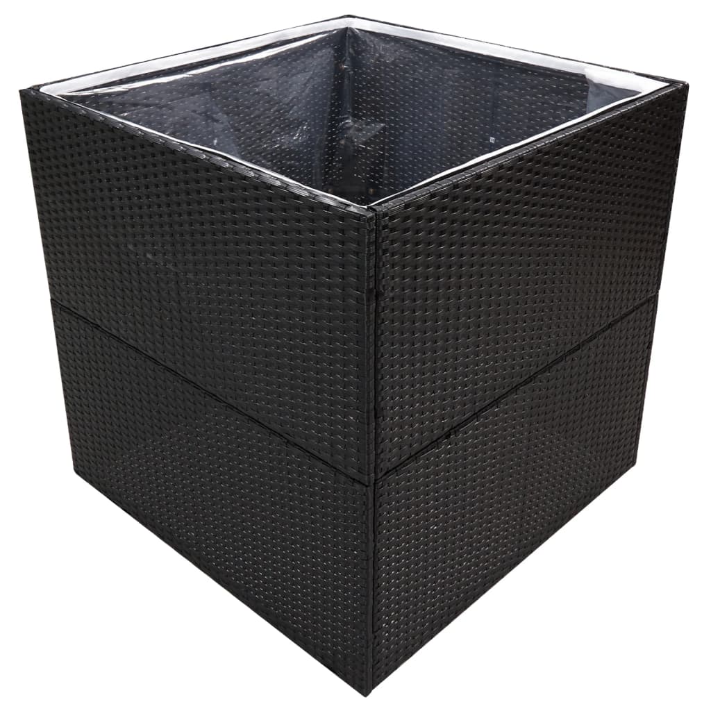 Plantenbak 80x80x80 cm poly rattan zwart is nu te koop bij PeponiXL, paradijselijk wonen!