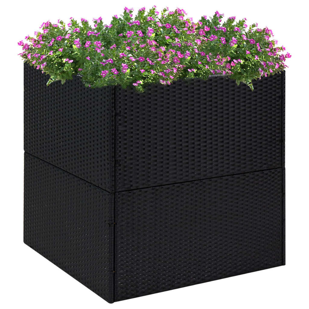 Plantenbak 80x80x80 cm poly rattan zwart is nu te koop bij PeponiXL, paradijselijk wonen!