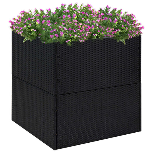 Plantenbak 80x80x80 cm poly rattan zwart is nu te koop bij PeponiXL, paradijselijk wonen!