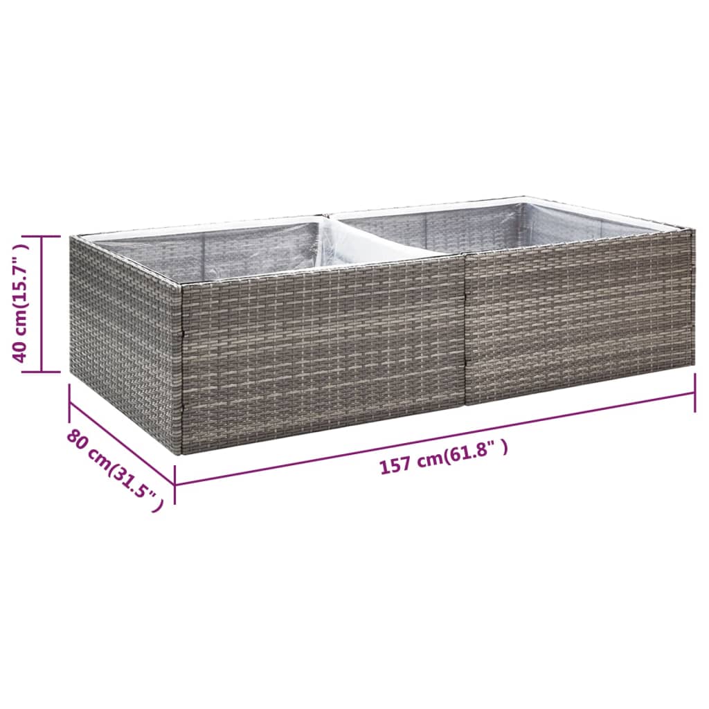 Plantenbak 157x80x40 cm poly rattan grijs is nu te koop bij PeponiXL, paradijselijk wonen!