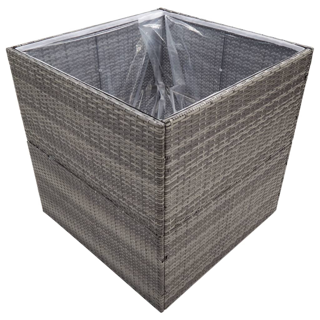 Plantenbak 80x80x80 cm poly rattan grijs is nu te koop bij PeponiXL, paradijselijk wonen!