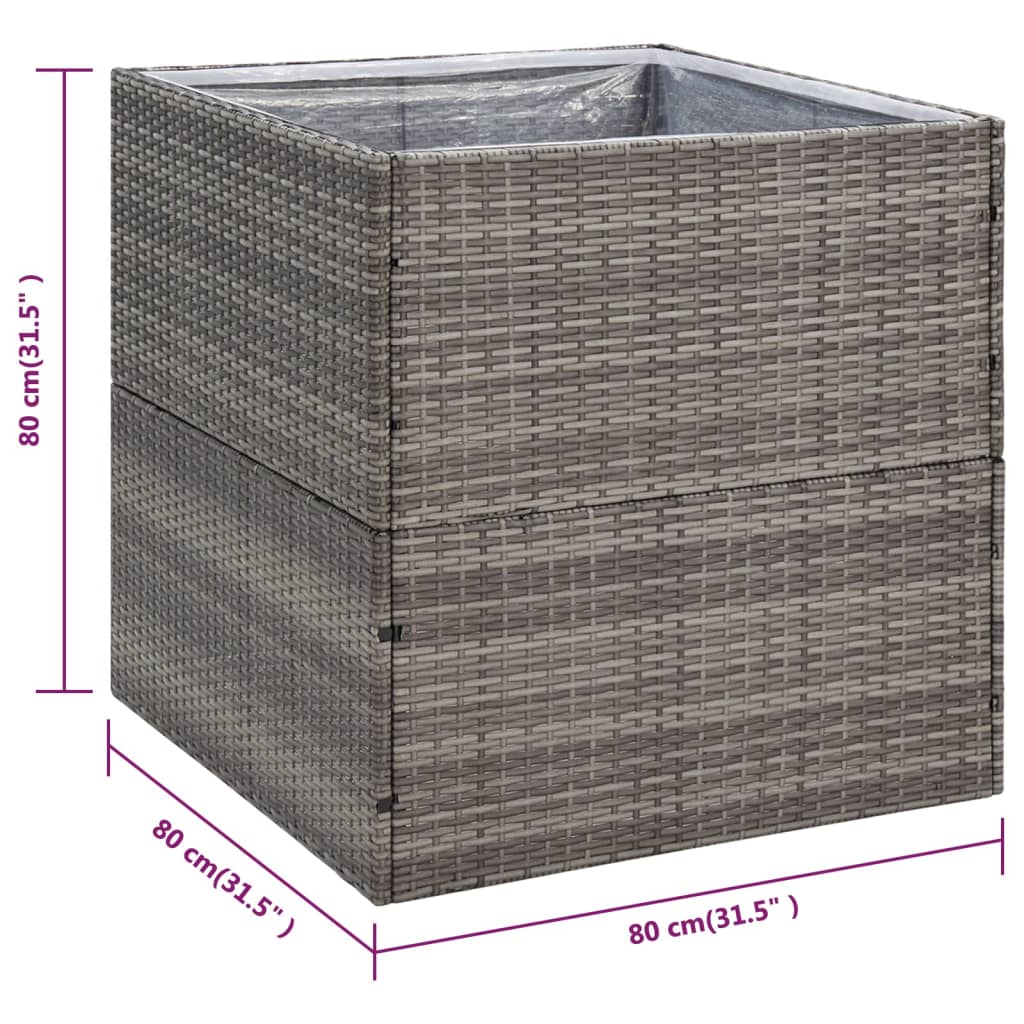 Plantenbak 80x80x80 cm poly rattan grijs is nu te koop bij PeponiXL, paradijselijk wonen!