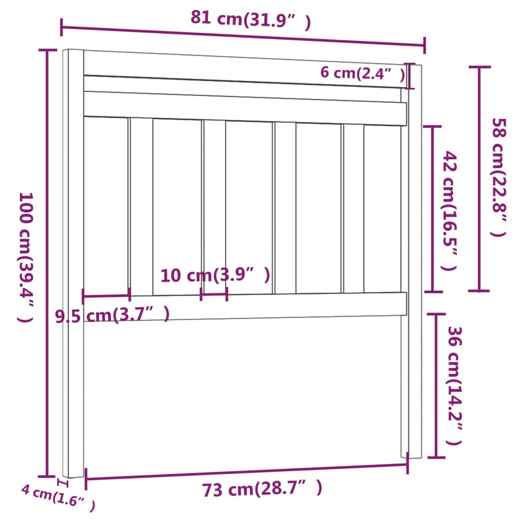 Hoofdbord 81x4x100 cm massief grenenhout zwart is nu te koop bij PeponiXL, paradijselijk wonen!