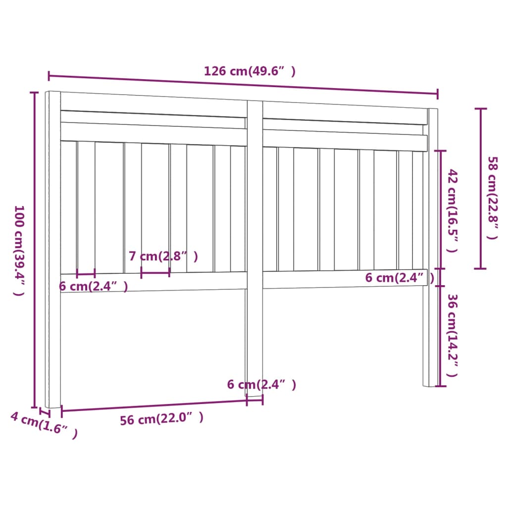 Hoofdbord 126x4x100 cm massief grenenhout grijs is nu te koop bij PeponiXL, paradijselijk wonen!