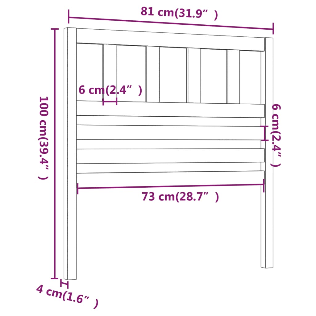 Hoofdbord 81x4x100 cm massief grenenhout grijs is nu te koop bij PeponiXL, paradijselijk wonen!