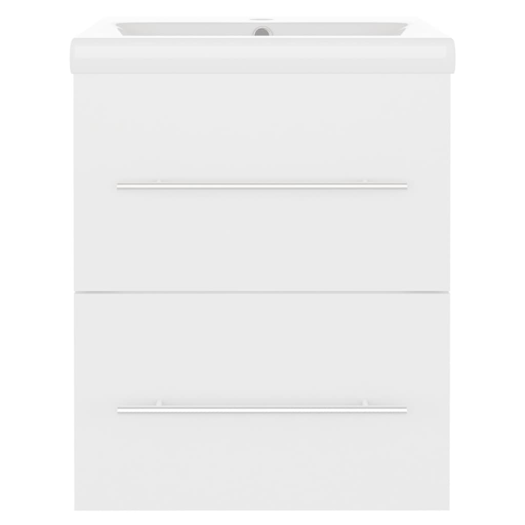 Wastafelkast met ingebouwde wastafel bewerkt hout wit is nu te koop bij PeponiXL, paradijselijk wonen!