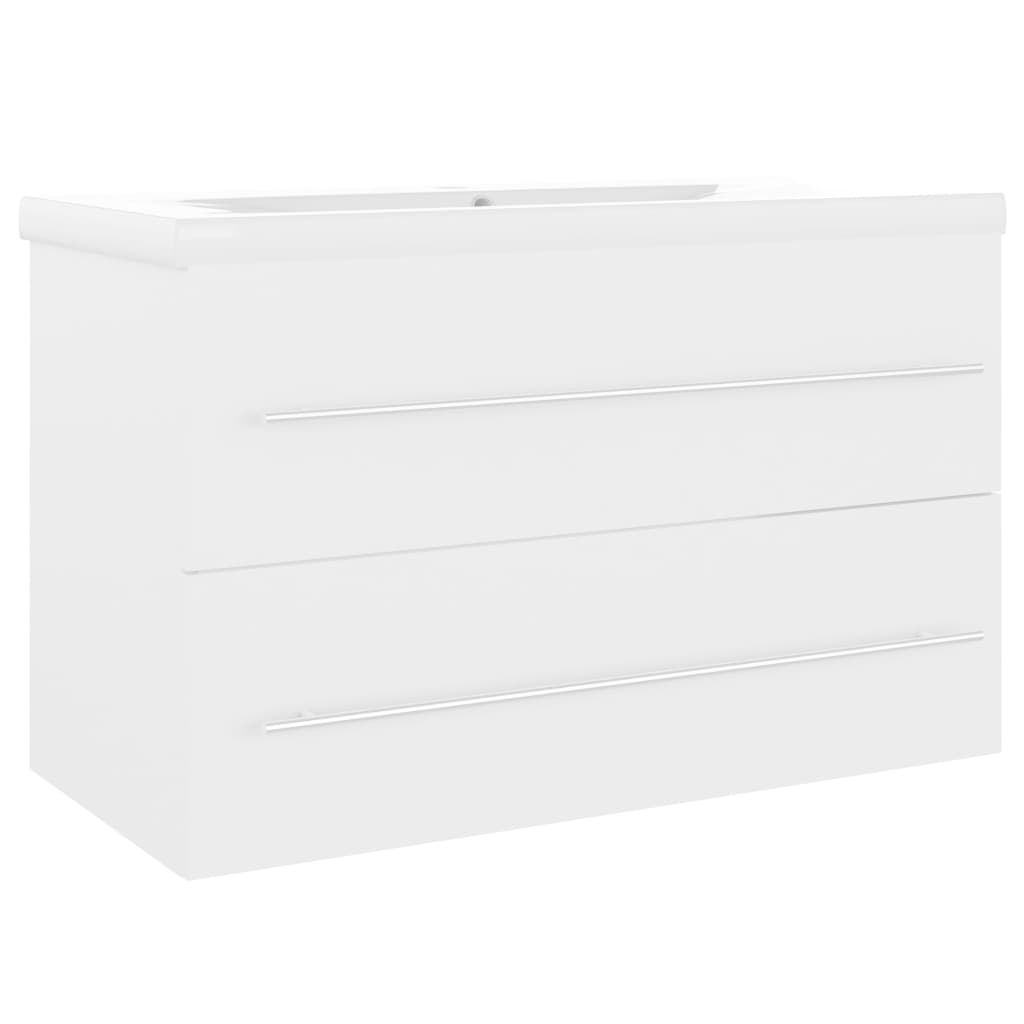 Wastafelkast met ingebouwde wastafel spaanplaat wit is nu te koop bij PeponiXL, paradijselijk wonen!