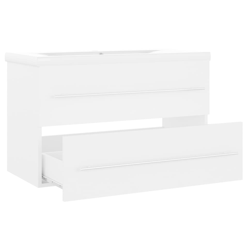 Wastafelkast met ingebouwde wastafel spaanplaat wit is nu te koop bij PeponiXL, paradijselijk wonen!