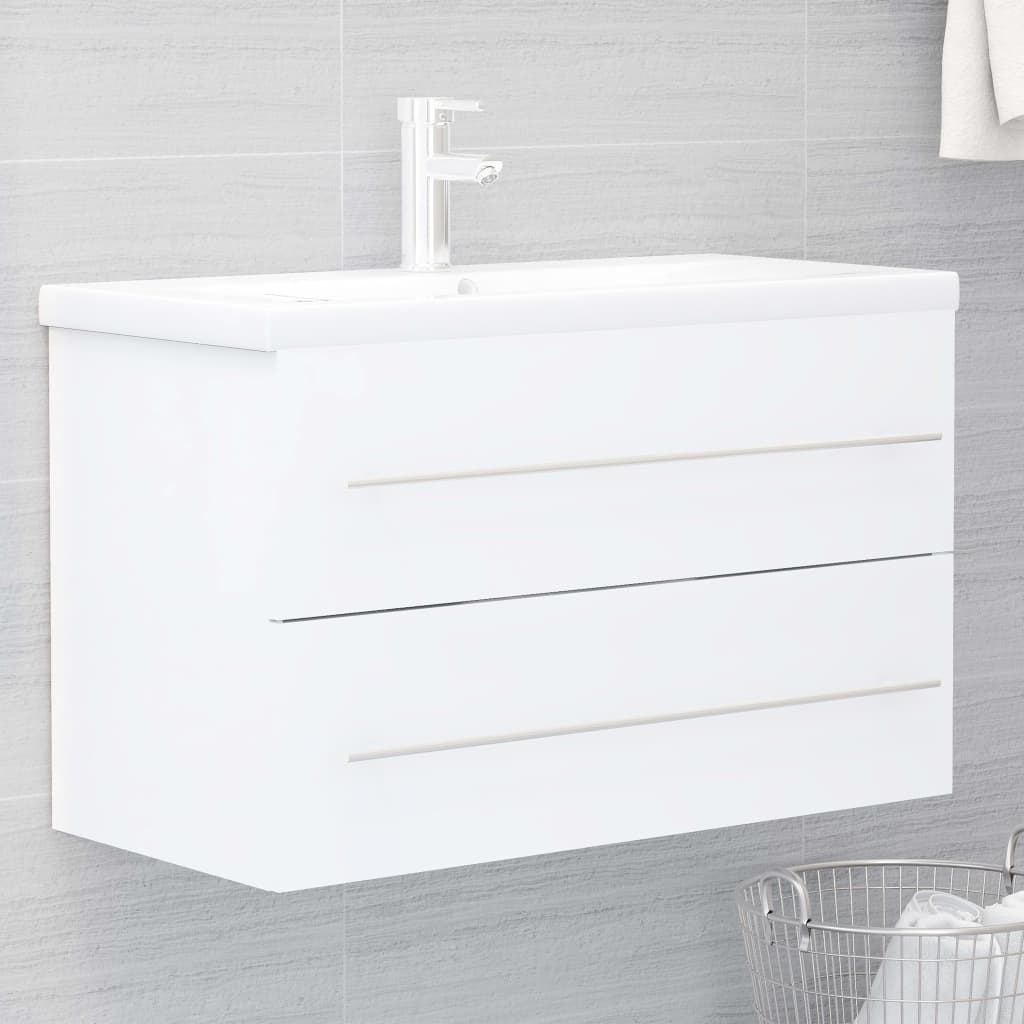 Wastafelkast met ingebouwde wastafel spaanplaat wit is nu te koop bij PeponiXL, paradijselijk wonen!