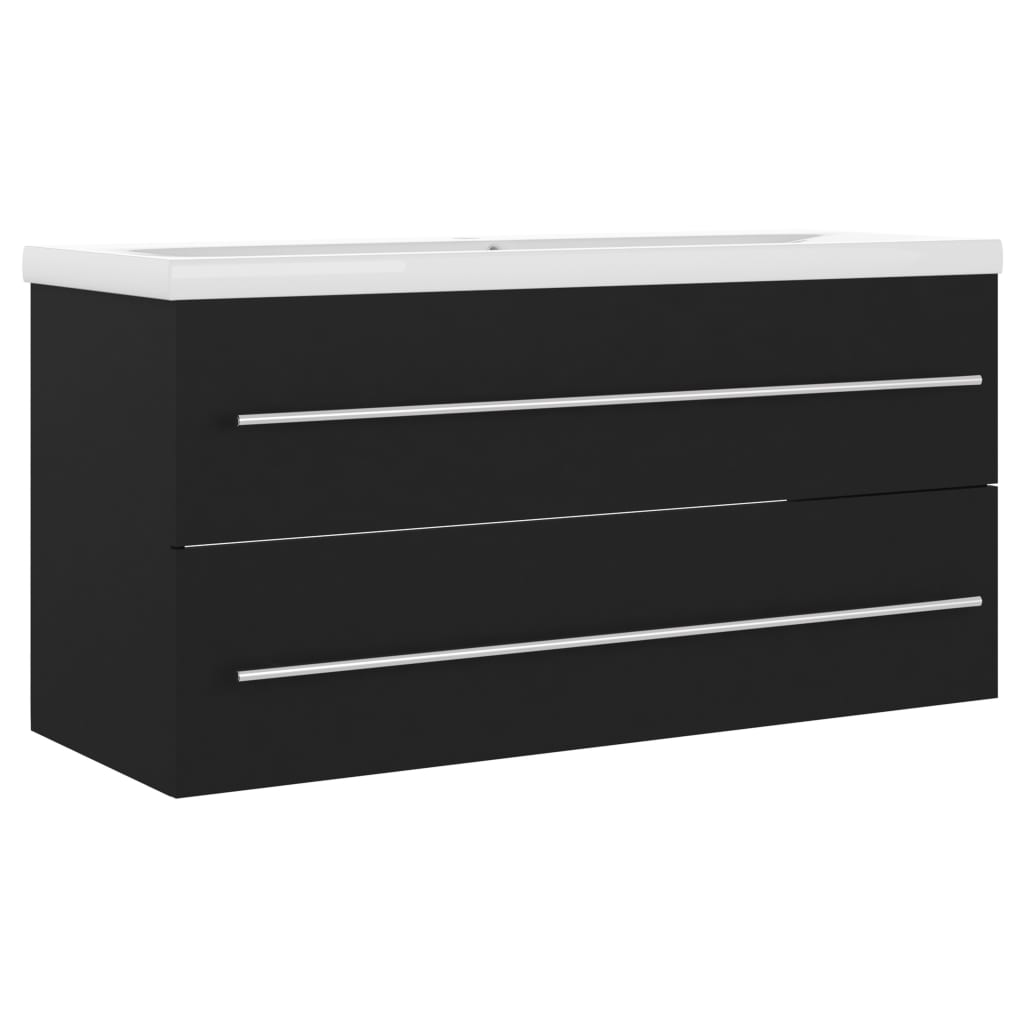 Wastafelkast met ingebouwde wastafel bewerkt hout zwart is nu te koop bij PeponiXL, paradijselijk wonen!