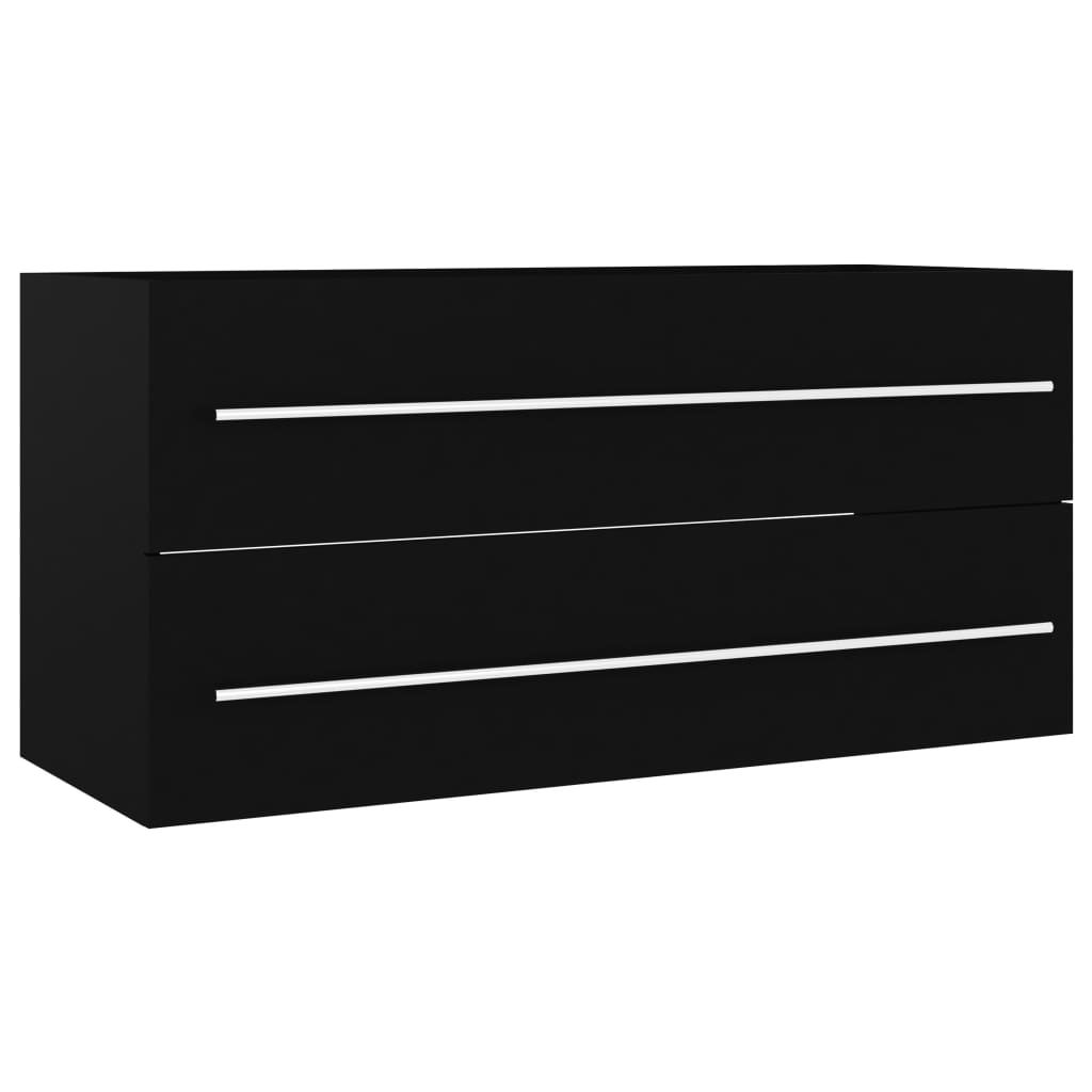 Wastafelkast met ingebouwde wastafel bewerkt hout zwart is nu te koop bij PeponiXL, paradijselijk wonen!