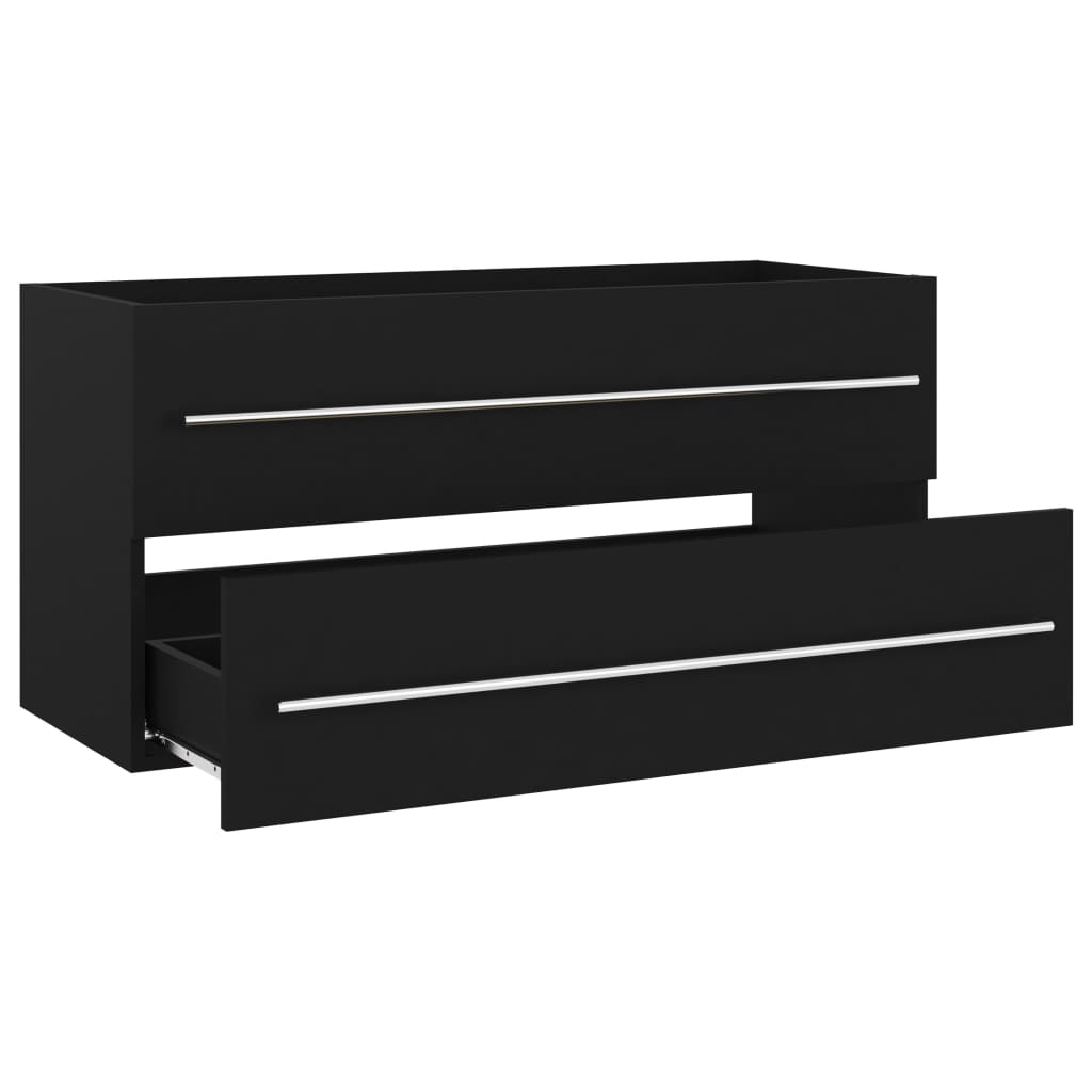 Wastafelkast met ingebouwde wastafel bewerkt hout zwart is nu te koop bij PeponiXL, paradijselijk wonen!