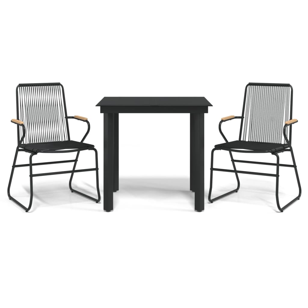 3-delige Tuinset PVC-rattan zwart is nu te koop bij PeponiXL, paradijselijk wonen!