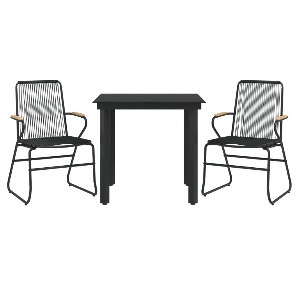 3-delige Tuinset PVC-rattan zwart is nu te koop bij PeponiXL, paradijselijk wonen!