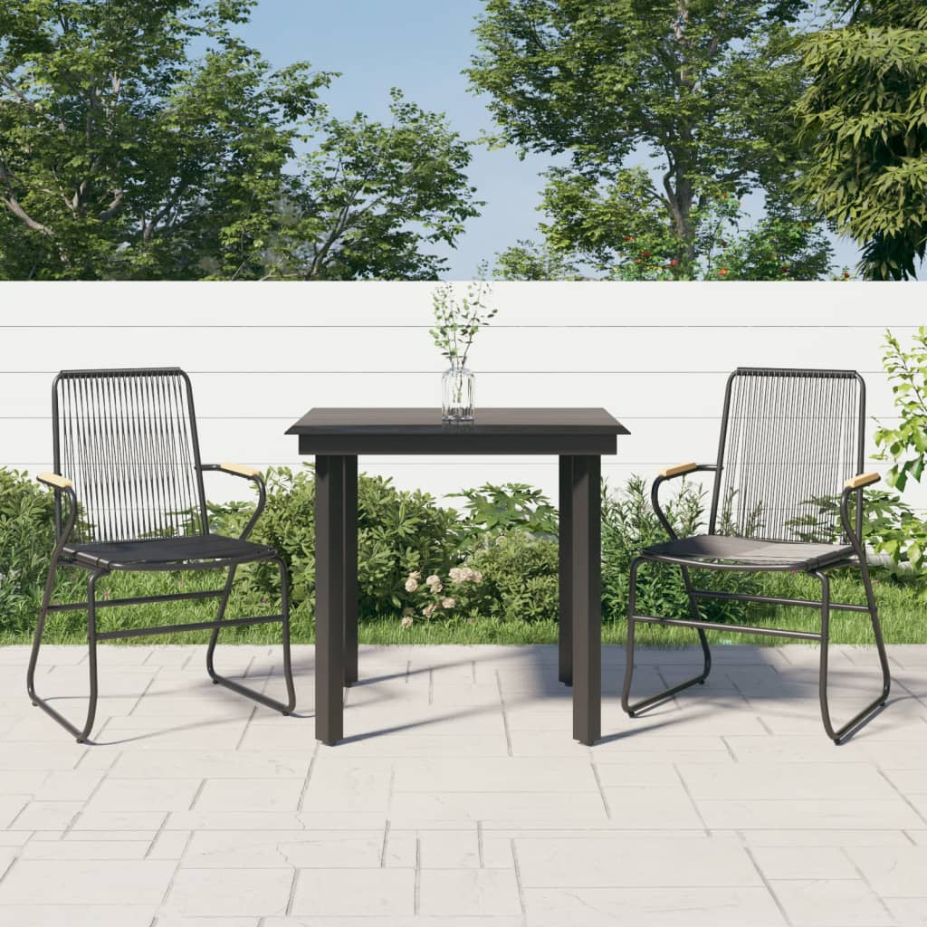 3-delige Tuinset PVC-rattan zwart is nu te koop bij PeponiXL, paradijselijk wonen!