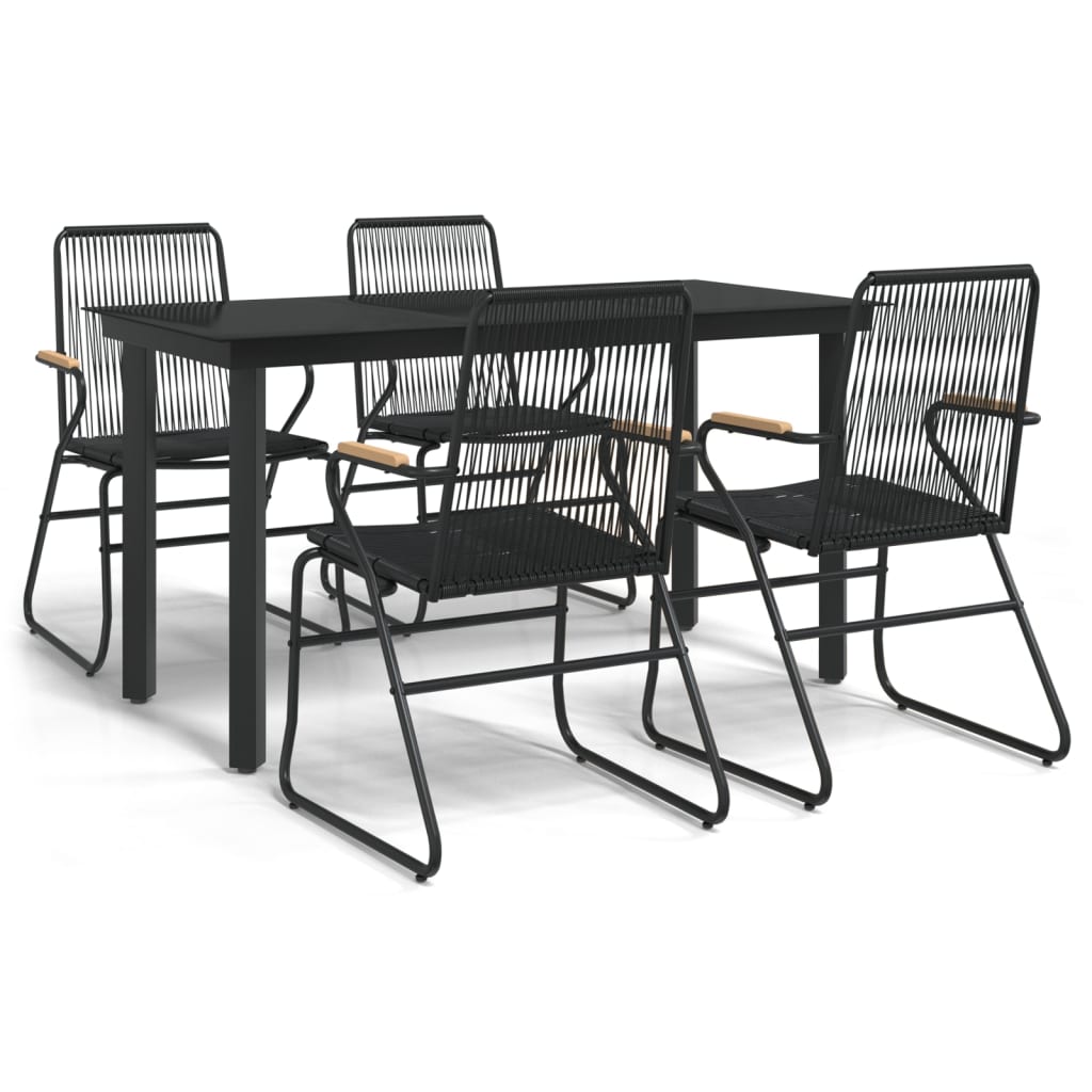 5-delige Tuinset PVC-rattan zwart is nu te koop bij PeponiXL, paradijselijk wonen!