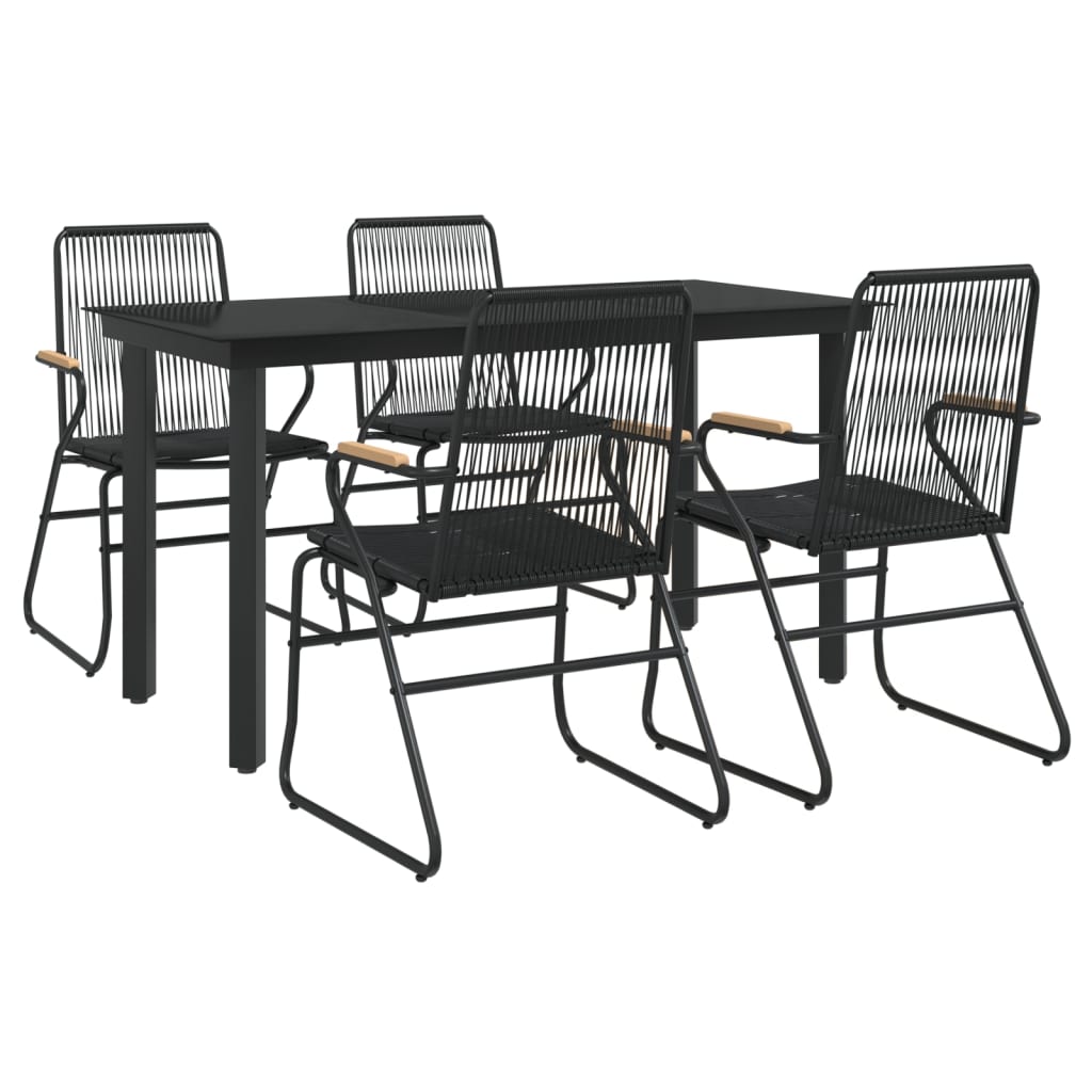 5-delige Tuinset PVC-rattan zwart is nu te koop bij PeponiXL, paradijselijk wonen!
