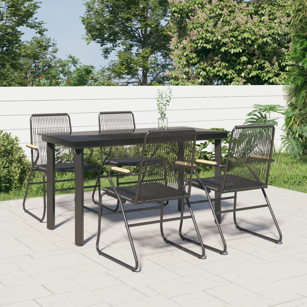 5-delige Tuinset PVC-rattan zwart is nu te koop bij PeponiXL, paradijselijk wonen!