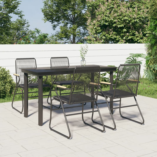 5-delige Tuinset PVC-rattan zwart is nu te koop bij PeponiXL, paradijselijk wonen!