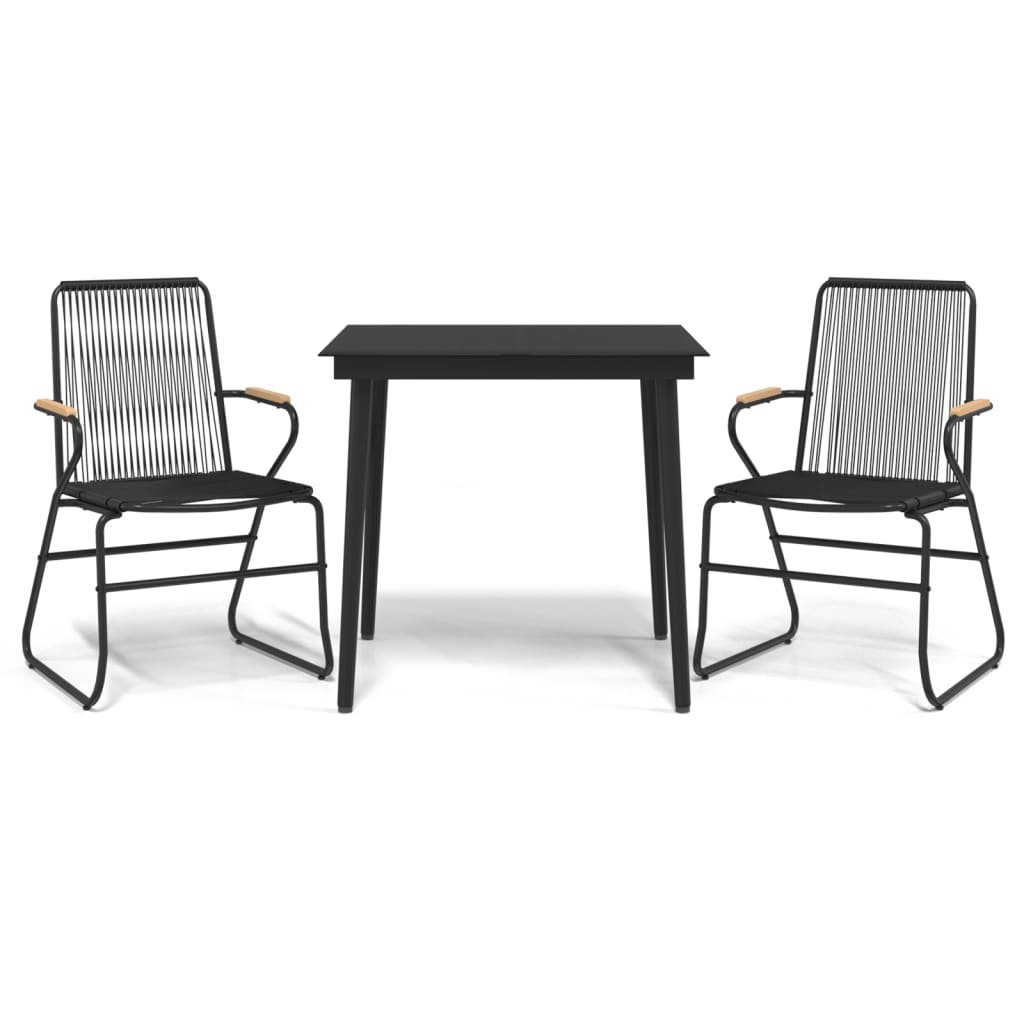 3-delige Tuinset PVC-rattan zwart is nu te koop bij PeponiXL, paradijselijk wonen!
