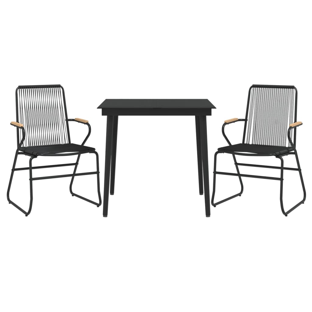 3-delige Tuinset PVC-rattan zwart is nu te koop bij PeponiXL, paradijselijk wonen!