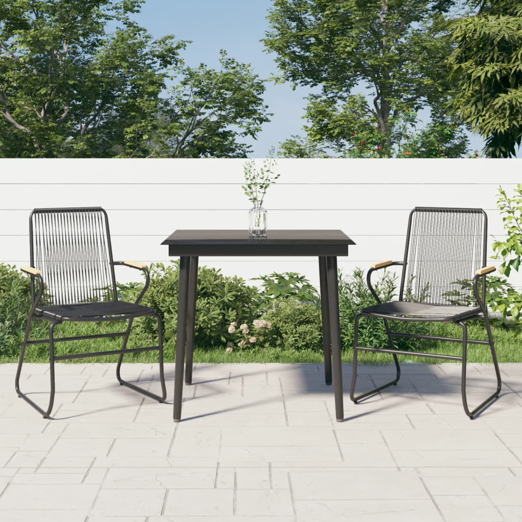 3-delige Tuinset PVC-rattan zwart is nu te koop bij PeponiXL, paradijselijk wonen!