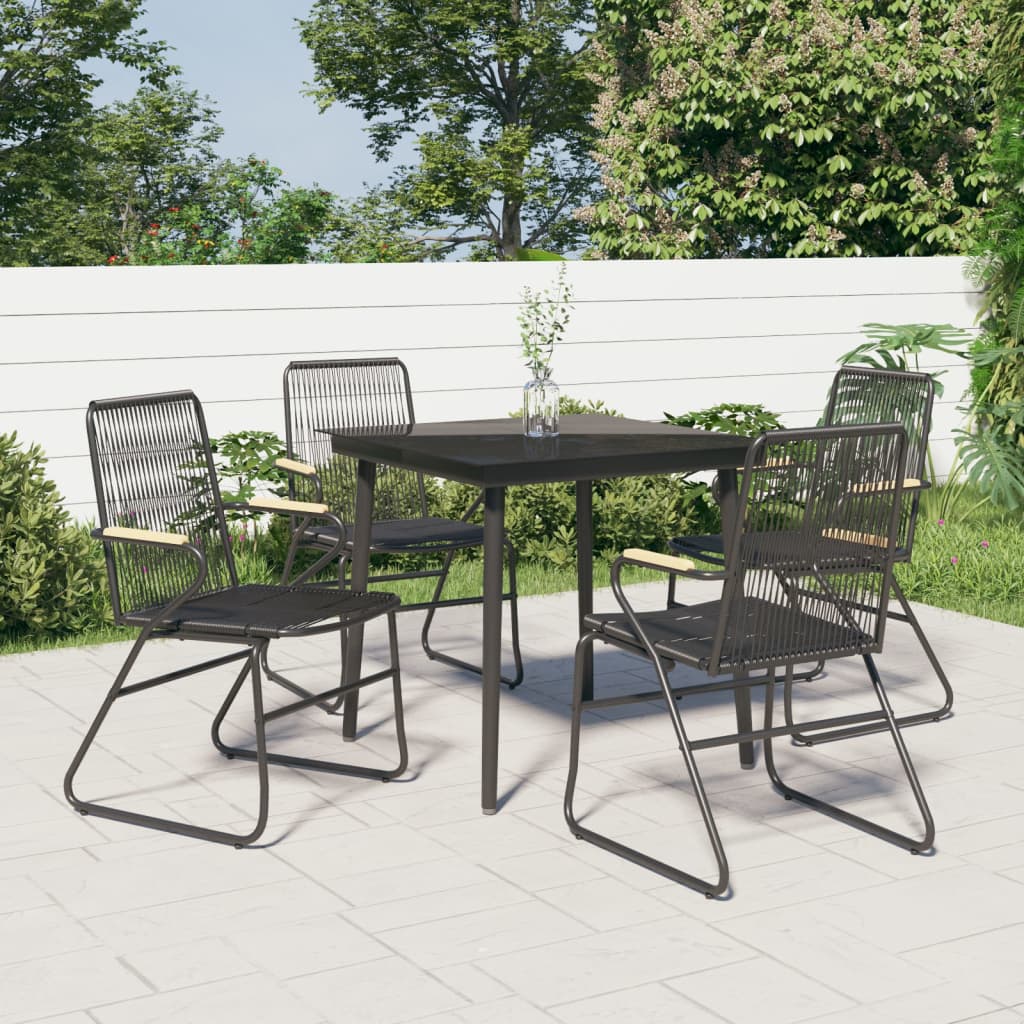 5-delige Tuinset PVC-rattan zwart is nu te koop bij PeponiXL, paradijselijk wonen!