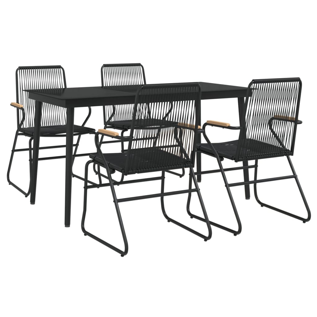 5-delige Tuinset PVC-rattan zwart is nu te koop bij PeponiXL, paradijselijk wonen!