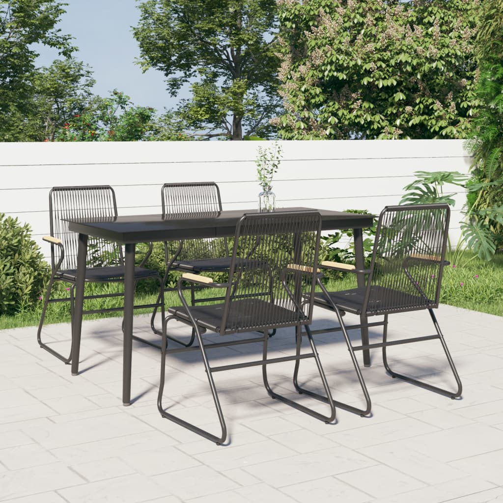 5-delige Tuinset PVC-rattan zwart is nu te koop bij PeponiXL, paradijselijk wonen!