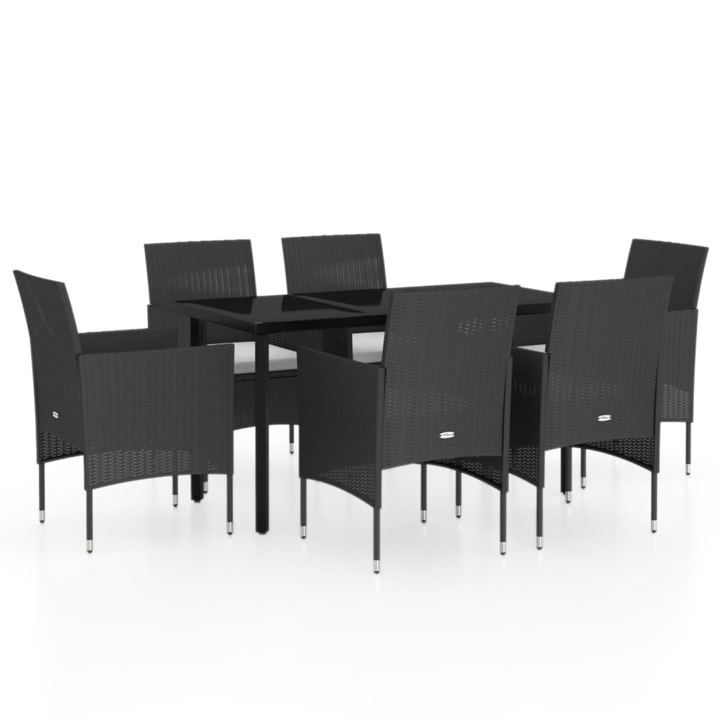 7-delige Tuinset met kussens zwart is nu te koop bij PeponiXL, paradijselijk wonen!