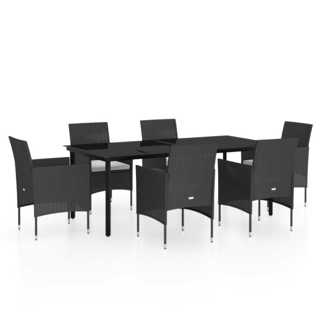 7-delige Tuinset met kussens zwart is nu te koop bij PeponiXL, paradijselijk wonen!