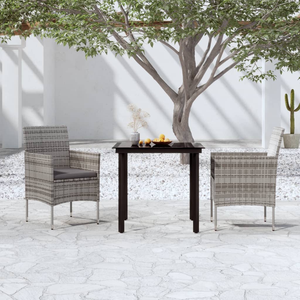 3-delige Tuinset met kussens grijs en zwart is nu te koop bij PeponiXL, paradijselijk wonen!