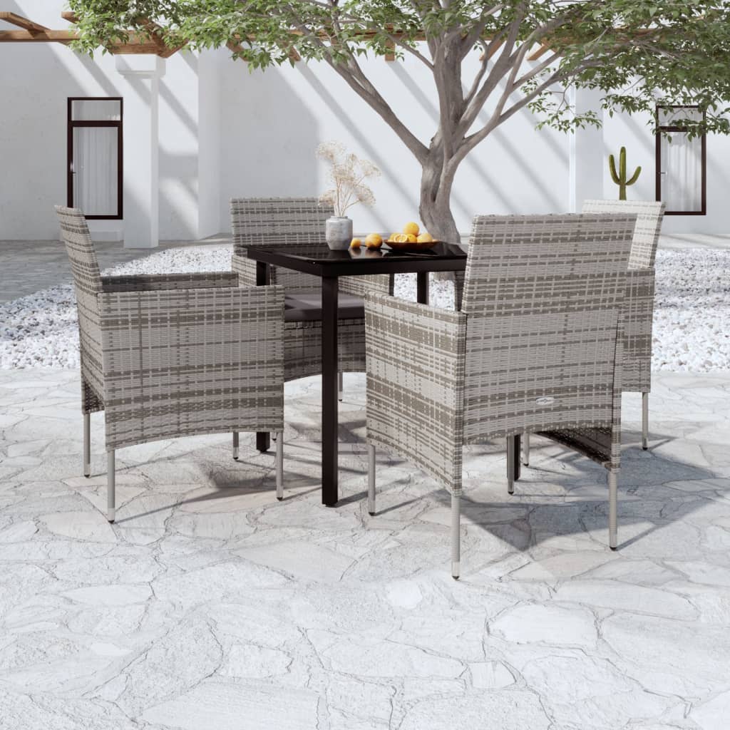 5-delige Tuinset met kussens grijs en zwart is nu te koop bij PeponiXL, paradijselijk wonen!