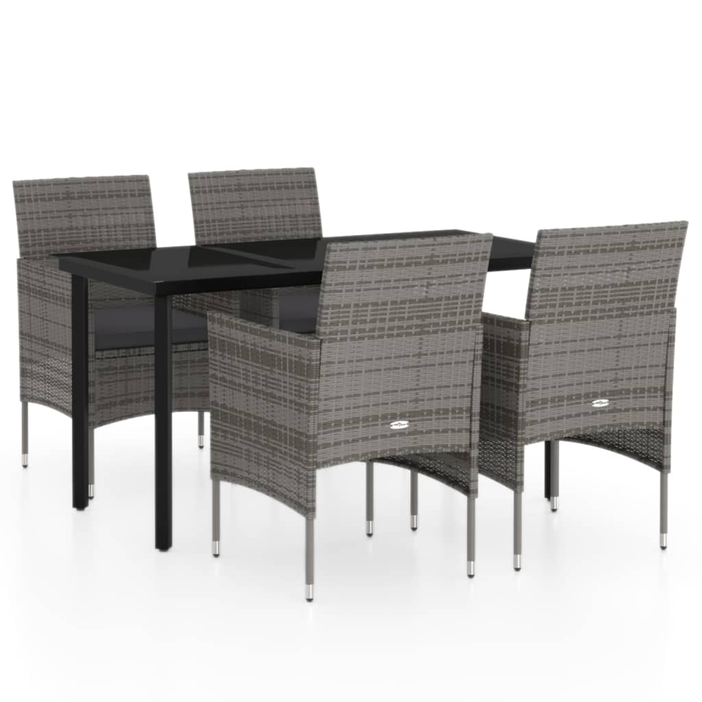 5-delige Tuinset met kussens grijs en zwart is nu te koop bij PeponiXL, paradijselijk wonen!