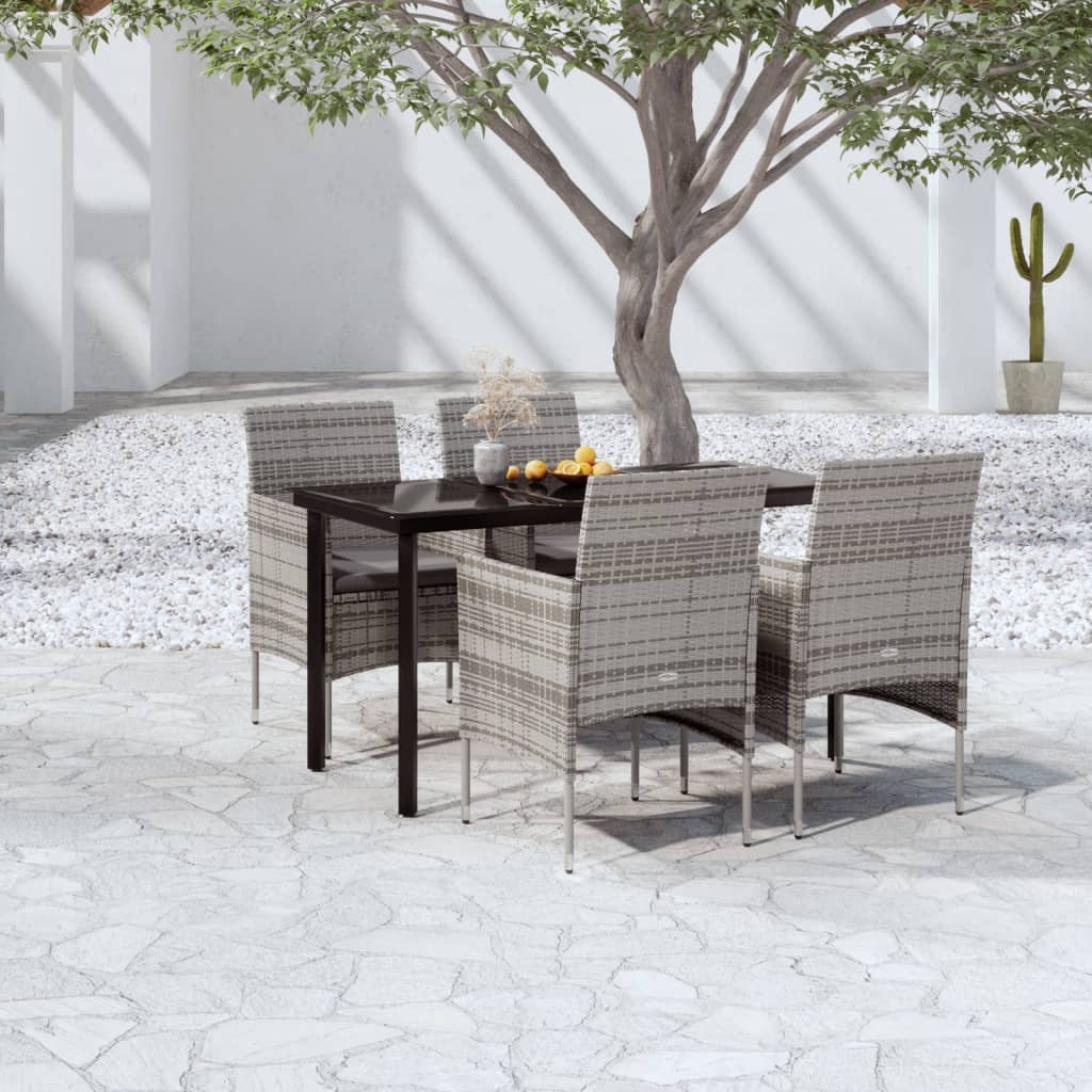 5-delige Tuinset met kussens grijs en zwart is nu te koop bij PeponiXL, paradijselijk wonen!