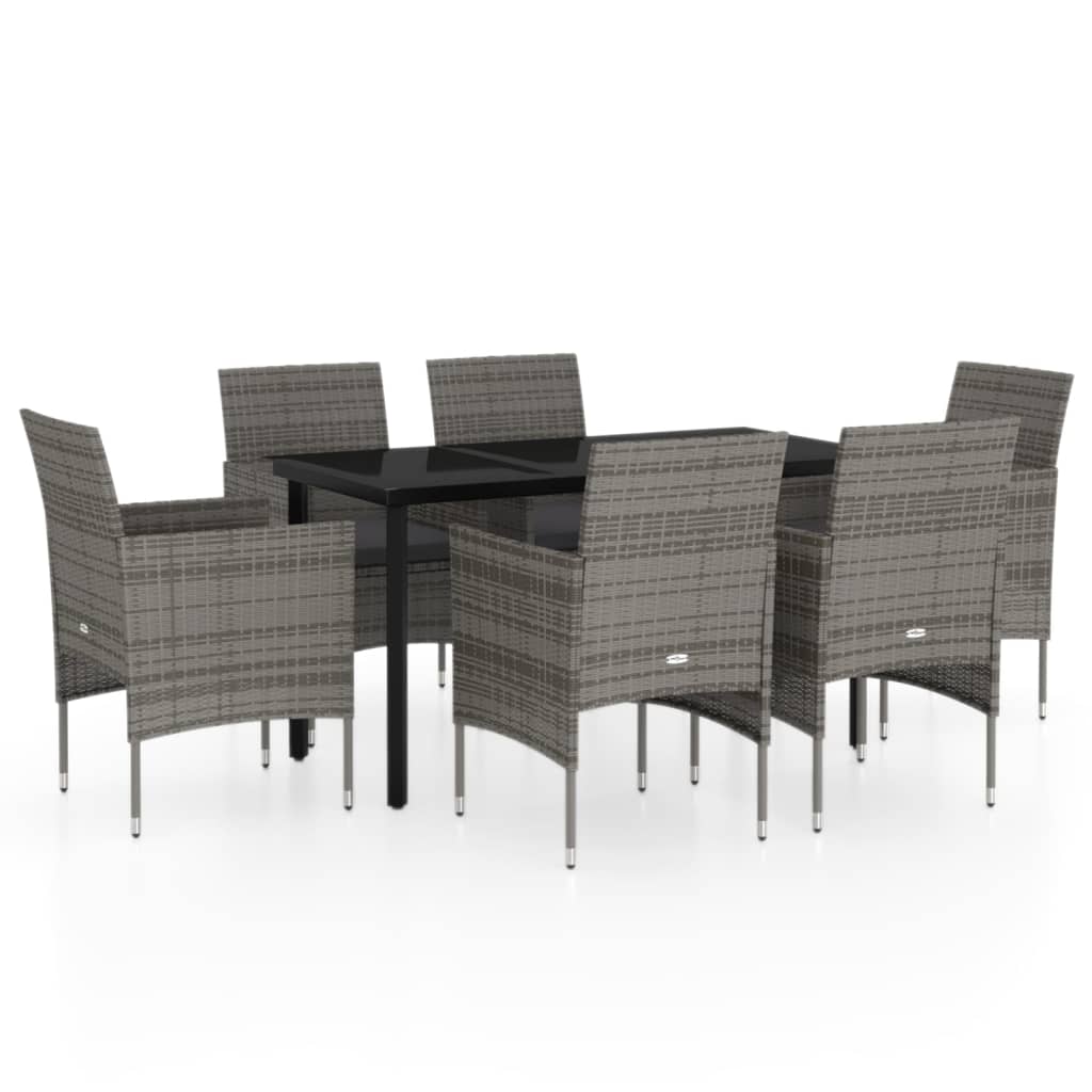 7-delige Tuinset met kussens grijs en zwart is nu te koop bij PeponiXL, paradijselijk wonen!