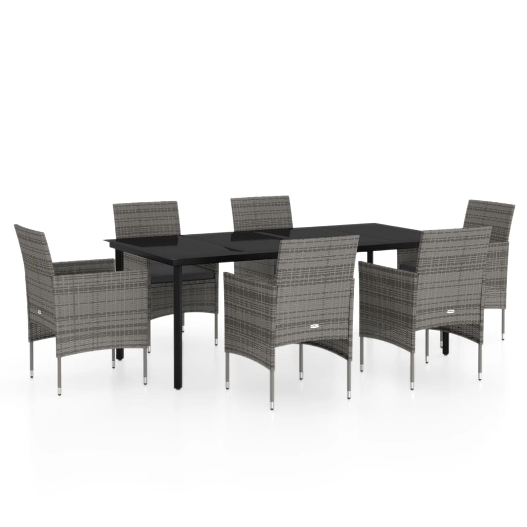 7-delige Tuinset met kussens grijs en zwart is nu te koop bij PeponiXL, paradijselijk wonen!