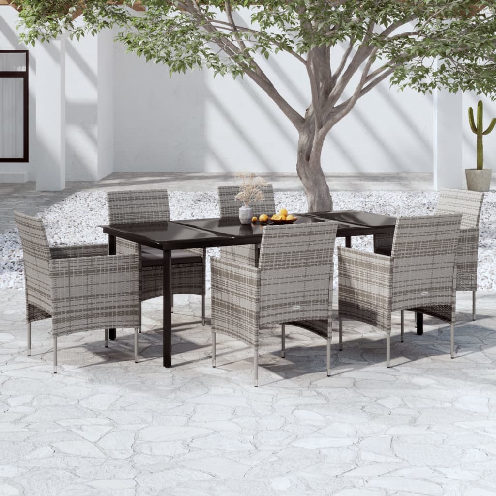 7-delige Tuinset met kussens grijs en zwart is nu te koop bij PeponiXL, paradijselijk wonen!