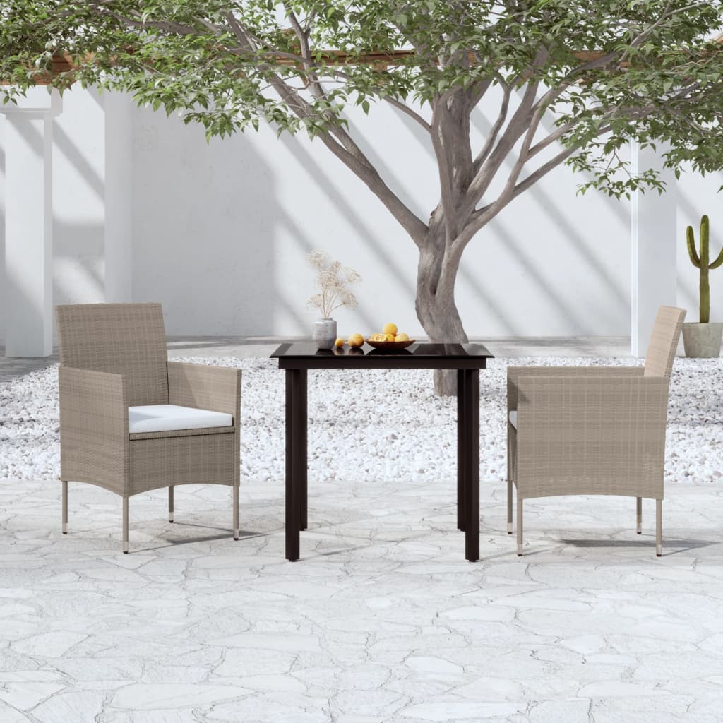 3-delige Tuinset met kussens beige en zwart is nu te koop bij PeponiXL, paradijselijk wonen!