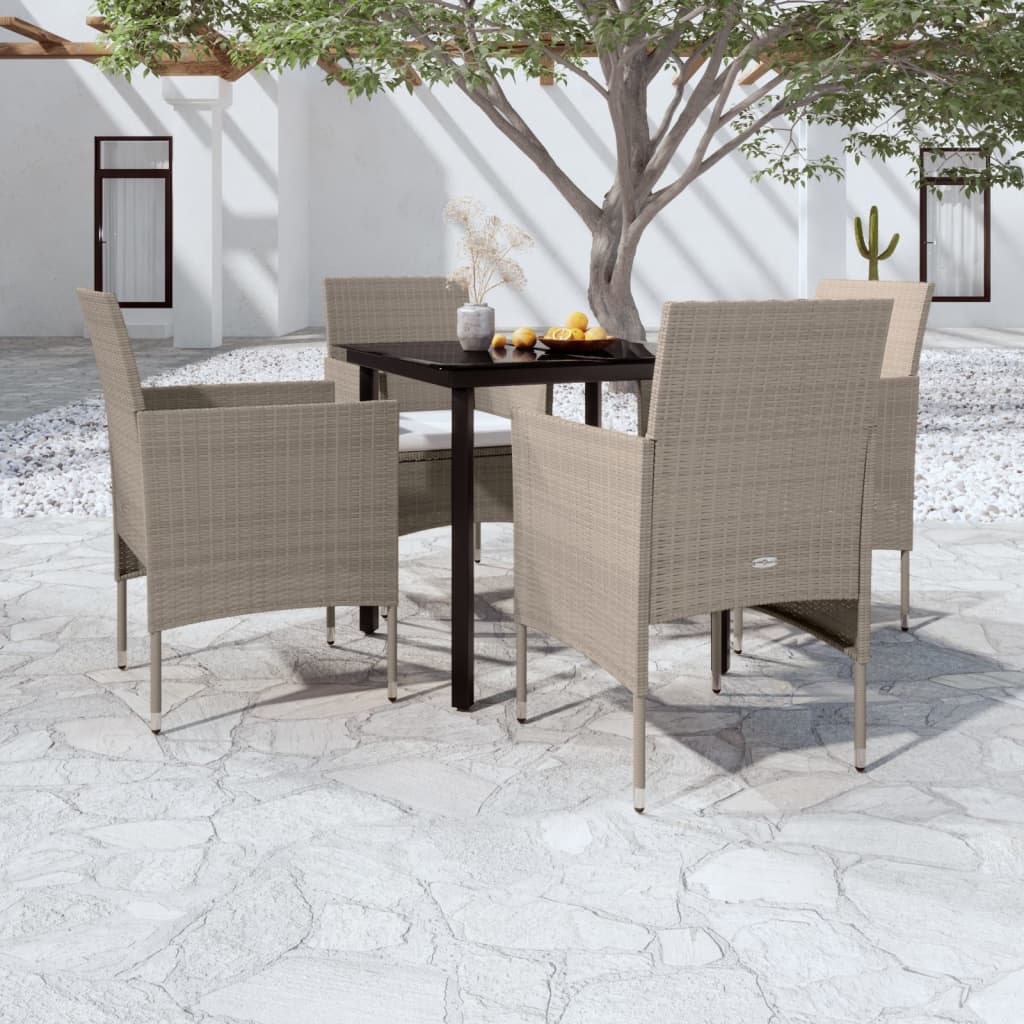 5-delige Tuinset met kussens beige en zwart is nu te koop bij PeponiXL, paradijselijk wonen!