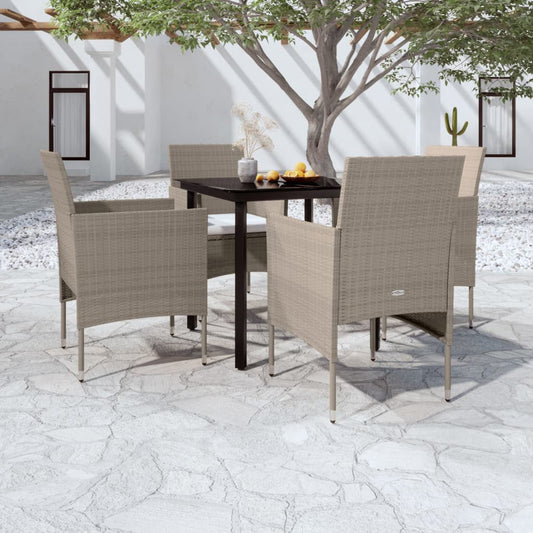 5-delige Tuinset met kussens beige en zwart is nu te koop bij PeponiXL, paradijselijk wonen!