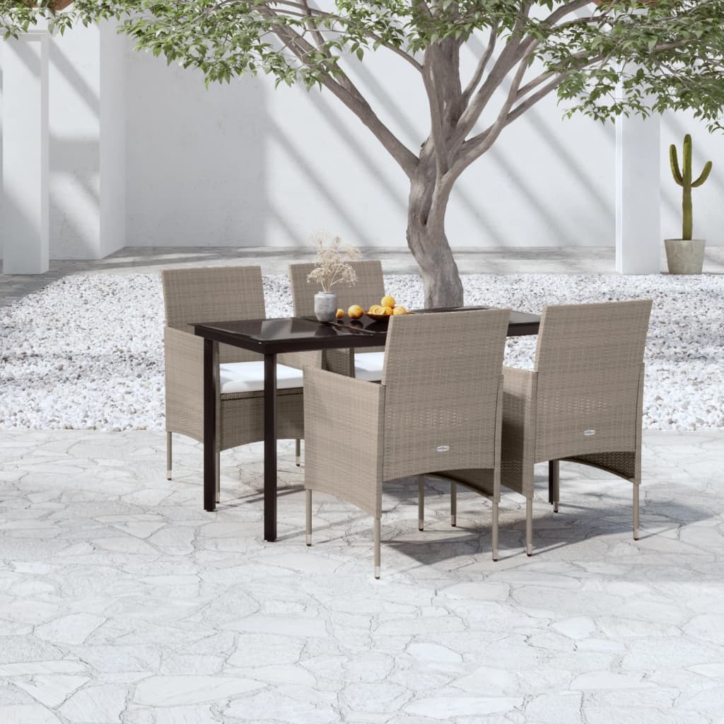 5-delige Tuinset met kussens beige en zwart is nu te koop bij PeponiXL, paradijselijk wonen!