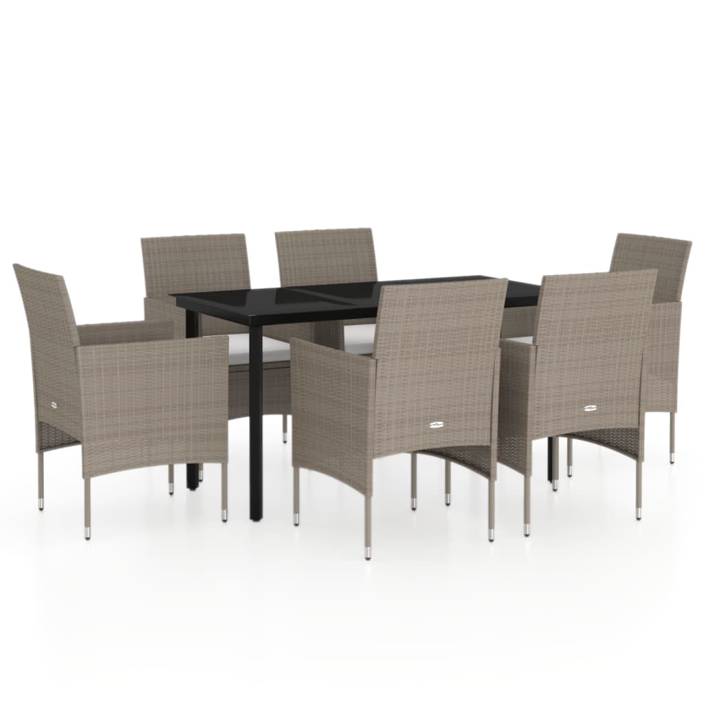 7-delige Tuinset met kussens beige en zwart is nu te koop bij PeponiXL, paradijselijk wonen!