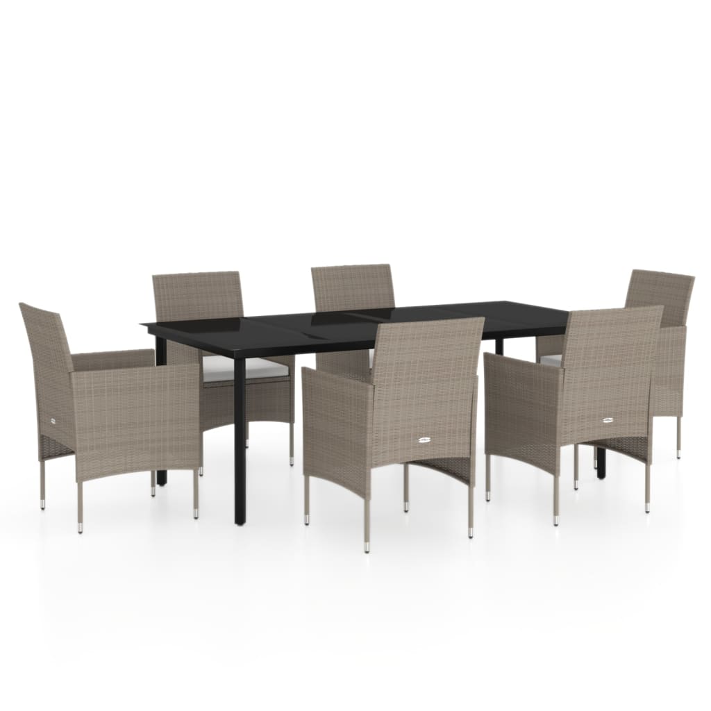 7-delige Tuinset met kussens beige en zwart is nu te koop bij PeponiXL, paradijselijk wonen!