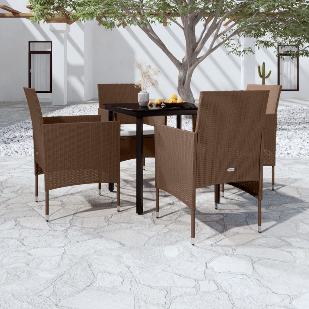5-delige Tuinset met kussens bruin en zwart is nu te koop bij PeponiXL, paradijselijk wonen!
