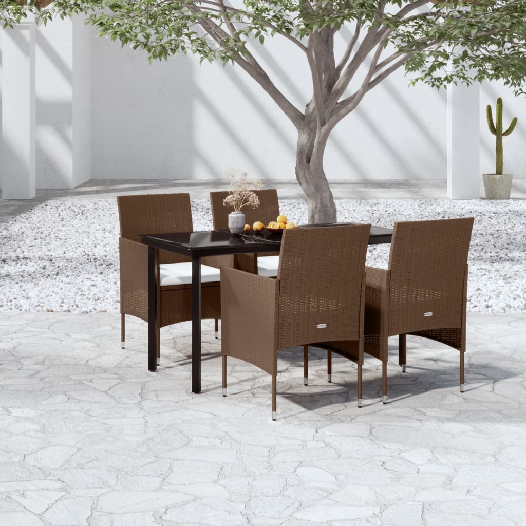 5-delige Tuinset met kussens bruin en zwart is nu te koop bij PeponiXL, paradijselijk wonen!