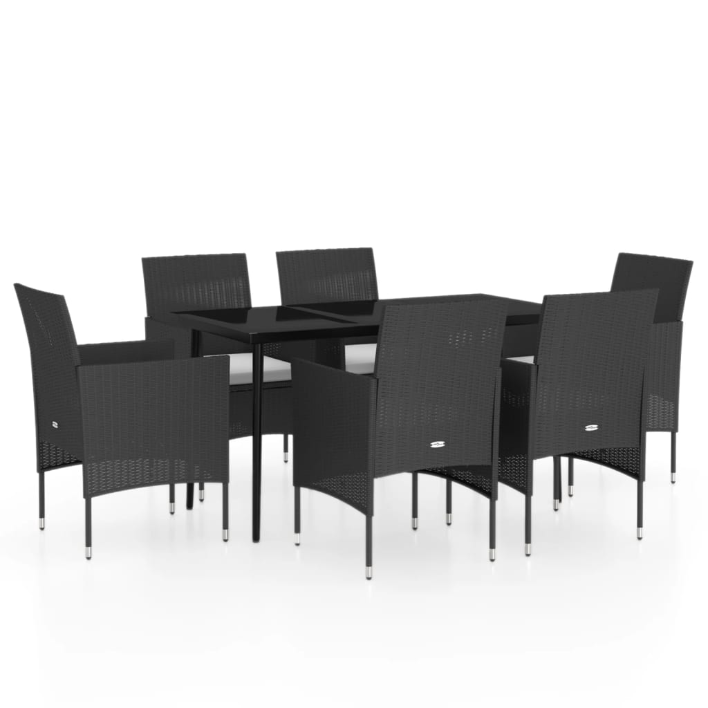 7-delige Tuinset met kussens zwart is nu te koop bij PeponiXL, paradijselijk wonen!