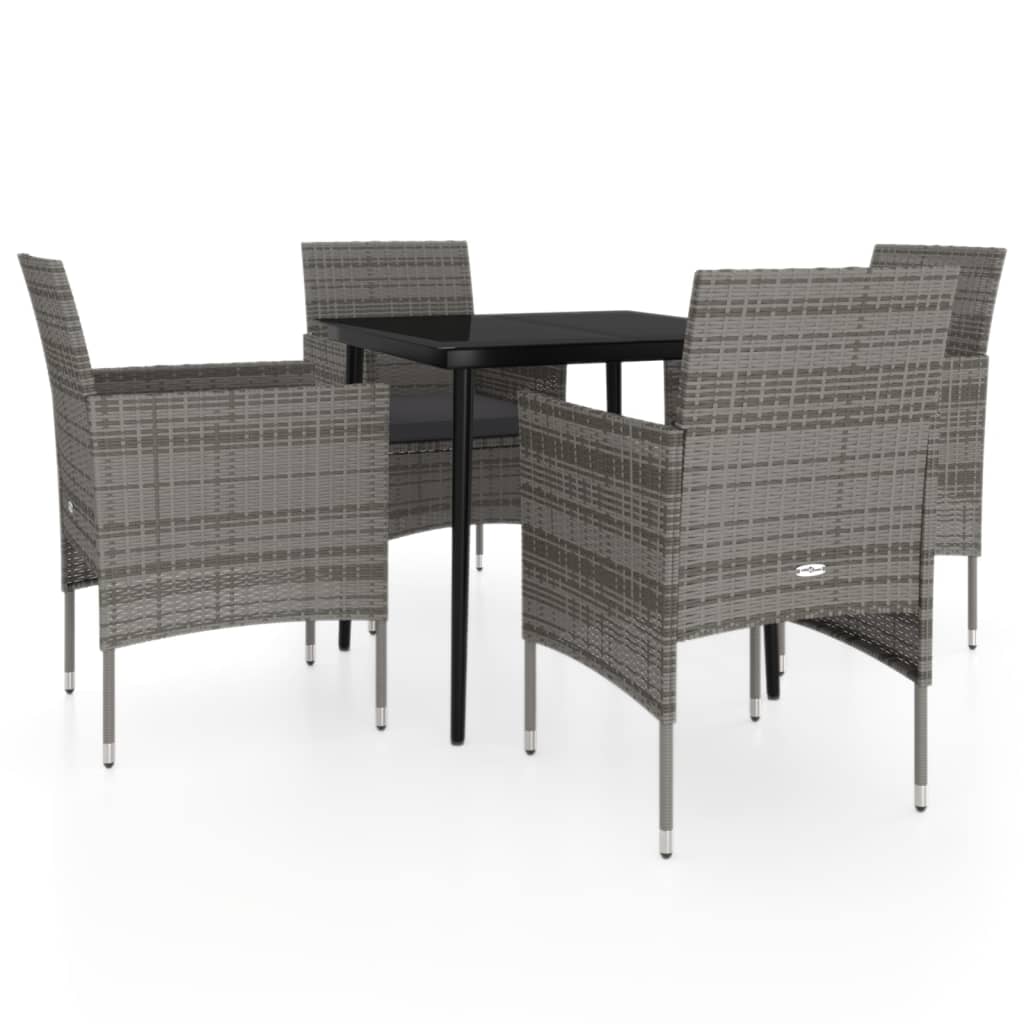 5-delige Tuinset met kussens grijs en zwart is nu te koop bij PeponiXL, paradijselijk wonen!