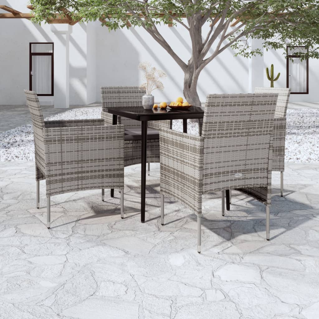 5-delige Tuinset met kussens grijs en zwart is nu te koop bij PeponiXL, paradijselijk wonen!